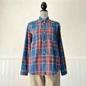 American Eagle Plaid Flannel Boyfriend Fit Button Down Shirt Size S